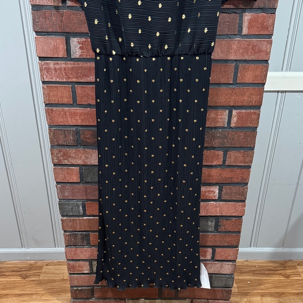 Never Fully Dressed Black Midi Dress with Gold Dot Print - Picture 10 of 16